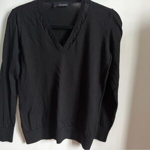 The Kooples Black V-Neck Merino Wool Sweater Size M